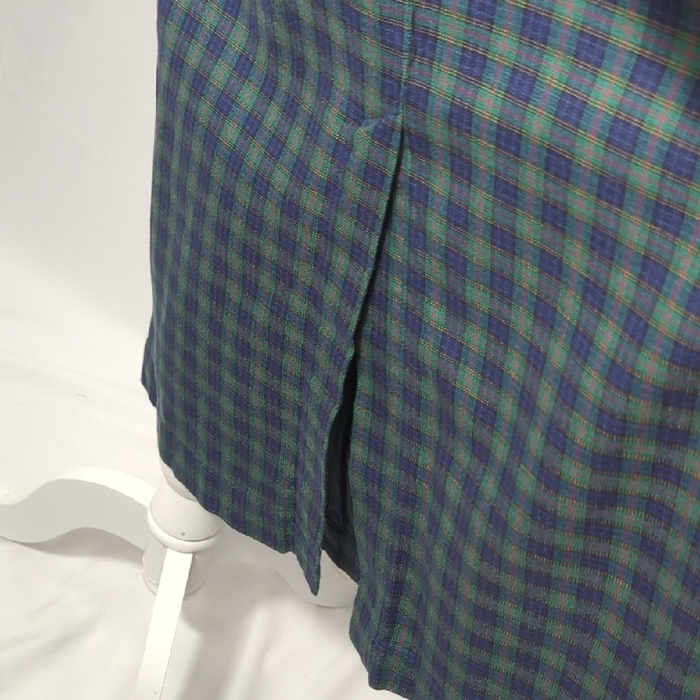 Vintage 80s 90s Nautica Tartan Plaid Green Blue Women's Skirt Midi Maxi Fall Med - Picture 12 of 16